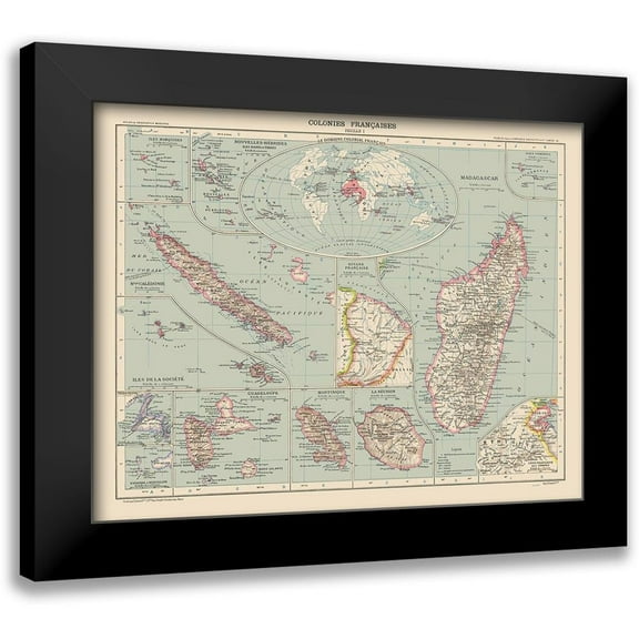 Schrader 14x12 Black Modern Framed Museum Art Print Titled - French Colonies France - Schrader 1908