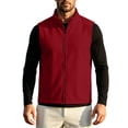 thumbnail image 3 of Atkumj Fleece Vest Men with Pockets Warm Stand Collar Full Zip Vests Casual Solid Color Mens Outerwear Vests for Outdoor Activity M, 3 of 9