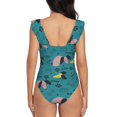 thumbnail image 6 of Yiaed Dachshund Dog Print Women's Ruffled One Piece Swimsuit V Neck Swimwear Slimming Monokini for Woman-Medium, 6 of 8