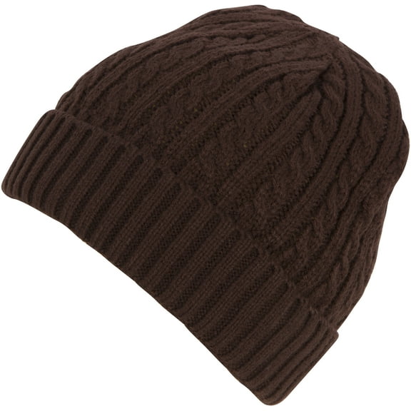 Sakkas Cable Knitted Solid Color Fashion Winter Beanie / Cap / Hat - Chocolate/One Size