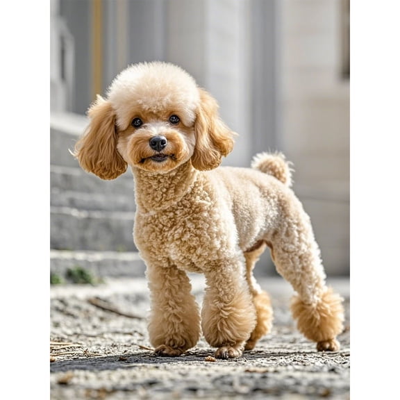 5D Diamond Painting DIY Kits Apricot Poodle Diamond Art Full Round Drill Rhinestones Crystal by Number Mosaic Embroidery Handmade Arts and Crafts for Living Room Bedroom Home Wall Decor 12x16 inch