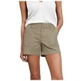 thumbnail image 2 of Women's Stretchy Twill Mid-Rise Shorts with Side Pockets - Soft Brushed Fabric, Flattering Fit Casual Shorts for Summer Walking & Errands,Bronze M, 2 of 5