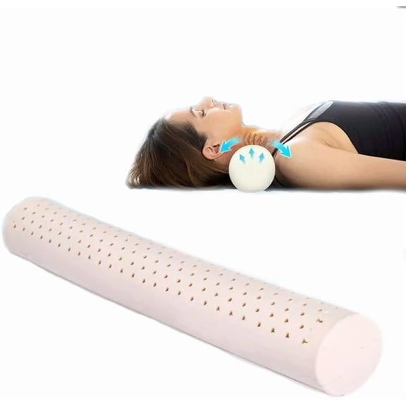 Thailand Natural Latex Pillow, Cervical Neck Roll Memory Latex Pillow, Bolster Pillow, Round Neck Pillows Support for Sleeping | Bolster Pillow for Bed, Legs