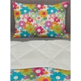 thumbnail image 3 of Floral Comforter & Sham Bedding Set, Rainbow Colored Vivid Image Sixties Inspired Blooming Nature Symmetrical Pattern, 3 pcs Duvet Set Microfiber Filling Quilt, 5 Sizes, Multicolor, by Ambesonne, 3 of 4