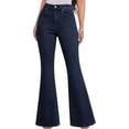 thumbnail image 2 of Cagogo Women's Flare Leg High Waisted Jeans with Pockets Denim Loose Long Pants Casual Y2K Wide Leg Jeans for Daily Wear Street Style Trousers, Dark Blue S, 2 of 5