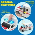 thumbnail image 5 of Joyfy 4 Packs Emergency Vehicle Playset, Friction Powered Truck Toy Include Ambulance, Fire Truck, Police Car and Helicopter, Birthday Gifts for 2 3 4 5 6 Years Old, 5 of 9