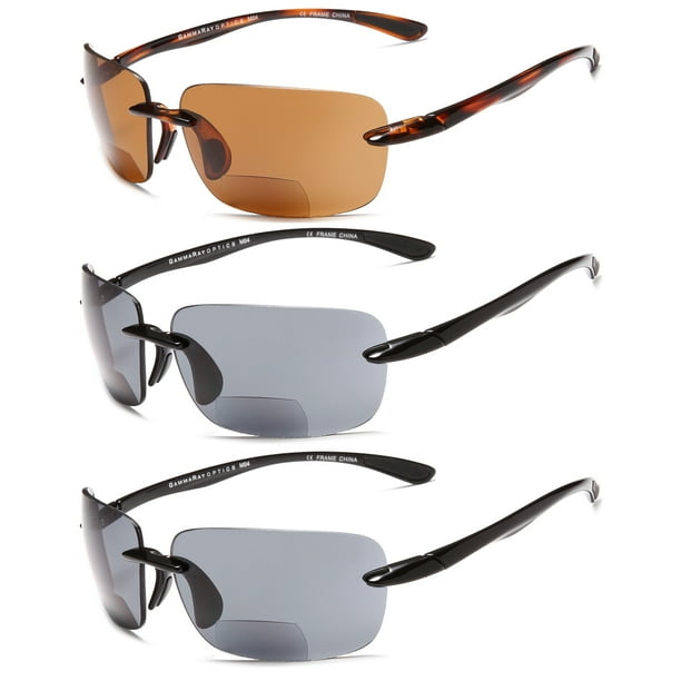 Gamma Ray Optics - Gamma Ray 3 Pairs Of Sports Bifocal Sunglasses 