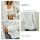 thumbnail image 5 of Blusa de punto de manga larga con volantes y un solo pecho para mujer, estilo casual, para citas, color blanco XL, 5 of 7