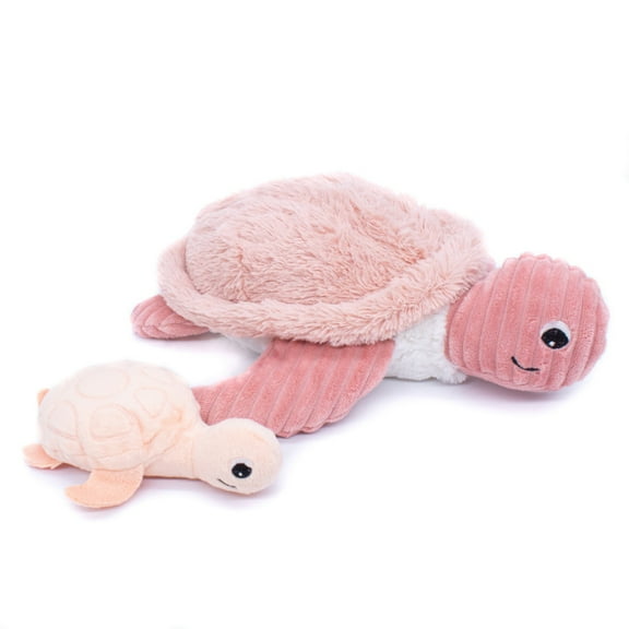 Les Ptipotos Sea Turtle Mom & Baby Plush Stuffed Animal Set & Eco-Friendly Toy in Pink