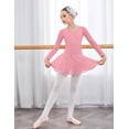 thumbnail image 5 of Arshiner Girls Long Sleeve Ballet Leotards with Shinny Skirts Criss-Cross Back Dance Dresses, 5 of 6