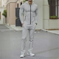 thumbnail image 2 of ibiyuan Men 2 Piece Sweat Suits Set Long Sleeve Autumn Winter Casual Outfits Sweatsuit Pullover Tops and Pants Vacation Sets,Grey, 2 of 5