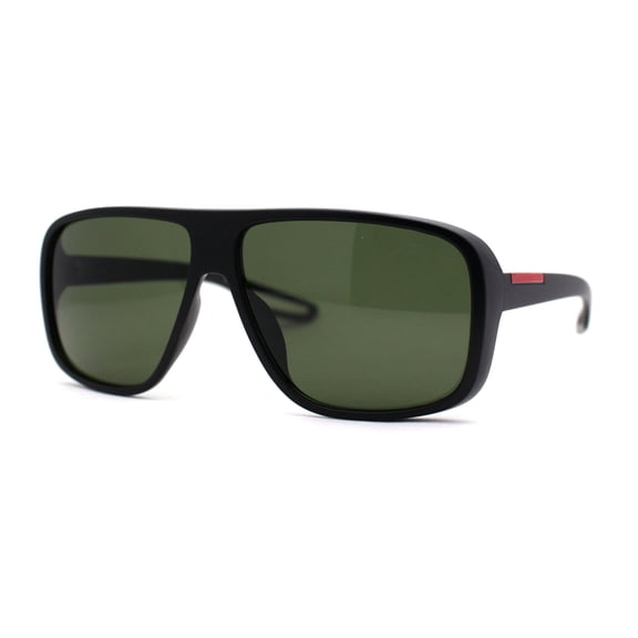 Mens Oversize European Design Racer Plastic Fashion Sunglasses Matte Black Green