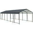 thumbnail image 2 of IMagacFun 12x32 Metal Heavy Duty Carport Outdoor Canopy with Galvanized Steel Roof and Frame,Large Garage with 4 Fixed inclined square tube supports for Driveway Car,Truck, 2 of 8