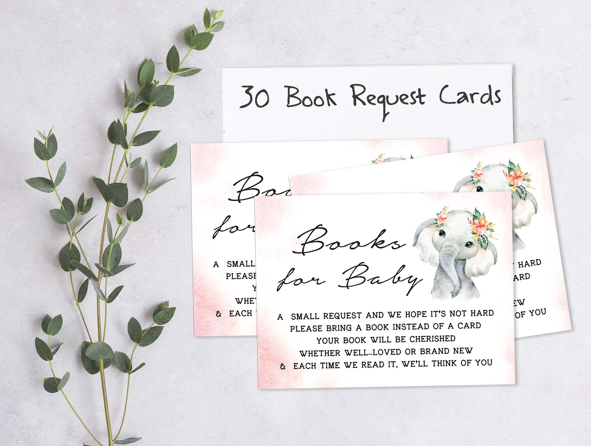 Inkdotpot Set Of 30Baby Elephant Girl Baby Shower Invitations-Diaper Raffle Tickets And Baby Shower Book Request Cards Jungle Animals Invites Its A Boy Its A Girl