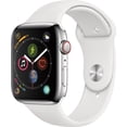 thumbnail image 1 of Apple Reloj Series 4 (GPS + Cellular) Caja de acero inoxidable de 44 mm con correa deportiva blanca - Acero inoxidable Apple MTV22LL/A, 1 of 2