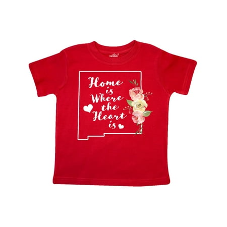 

Inktastic New Mexico Home is Where the Heart is with Watercolor Floral Gift Toddler Boy or Toddler Girl T-Shirt
