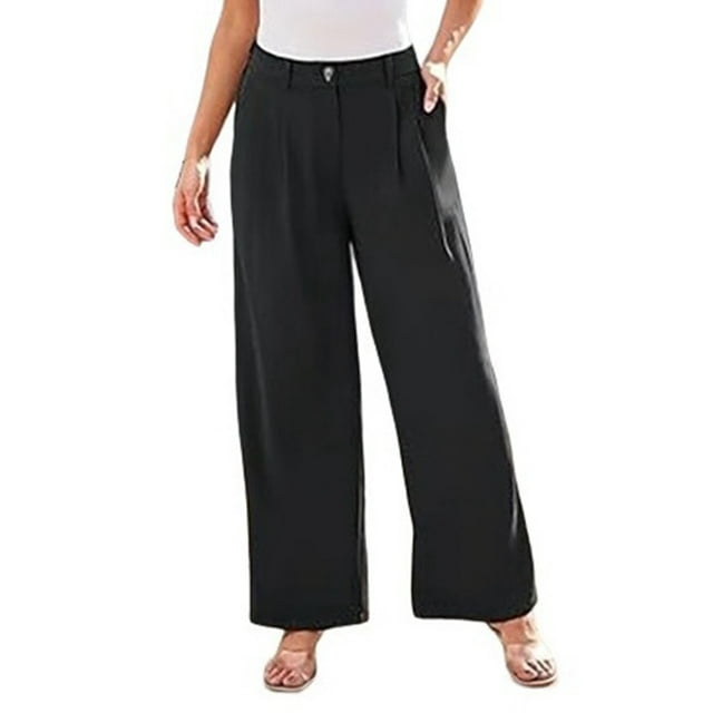 Pantalones de Vestir de Pierna y Cintura Alta para Mujer. Negro L