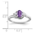 thumbnail image 2 of Sterling Silver Rhodium Plated Diamond and Amethyst Ring - Size 7 - Measures 2mm Wide, 2 of 2