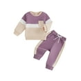 thumbnail image 1 of xiaxaixu Toddler Boy Girl Fall Clothes Contrast Color Long Sleeve Sweatshirt Tops and Pants Set 2Pcs Outfits, 1 of 8