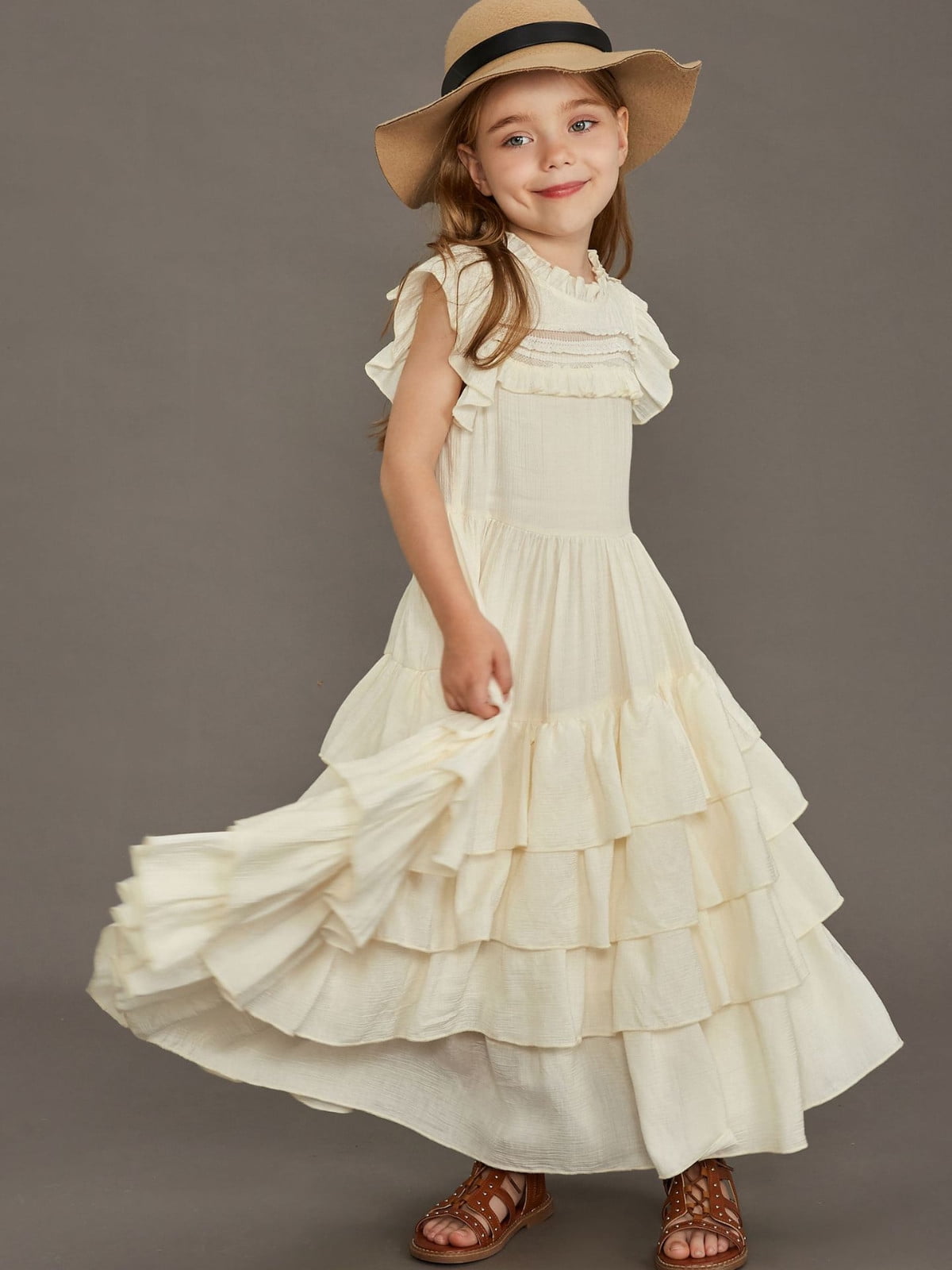 Wdgfv Elegant Off Shoulder Girls Dresses Tutu Skirt For Wedding Party Pageant Casual Wear Floral Appliques Gown