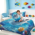 thumbnail image 4 of Manfei Cartoon Underwater Seal Queen Comforter Set for Kids Boys and Girls, Cutee Fish Coral Bedding Comforter Set, Polka Dots Reversible 3 Pieces, 1 Comforter and 2 Pillowcases, 4 of 6