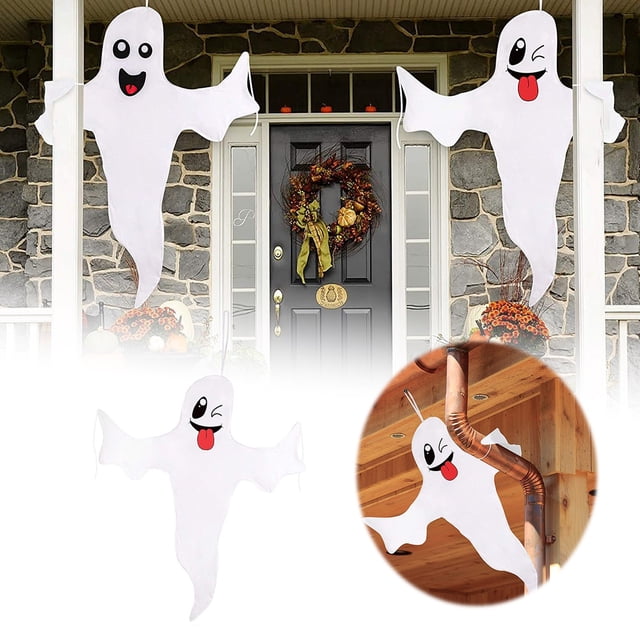 Hbdhejl Halloween Scene Layout Cute Tongue Sticking Little Hanging Border Hot Hanging Hugging Tree Decoration Props