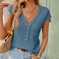 thumbnail image 6 of Womens Waffle Tank Top Sleeveless Henley Shirts 2026 Summer Loose Button Up V Neck Dressy Casual Tops Clothes,Blue XXL, 6 of 6