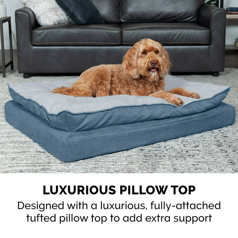 FurHaven Pet Products Minky Faux Fur Suede Pillow Top Orthopedic