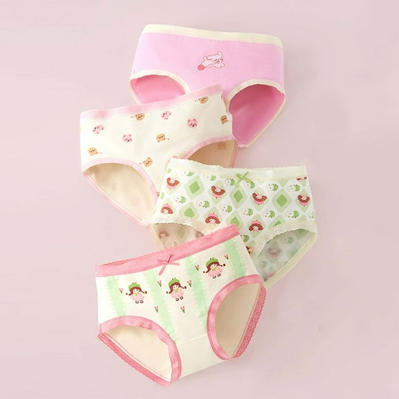 Spazoro Toddler Girls Briefs, Cotton 4-Pack Printed Soft & Comfy Underwear Panties for Girl Pink Size 1.5-16T