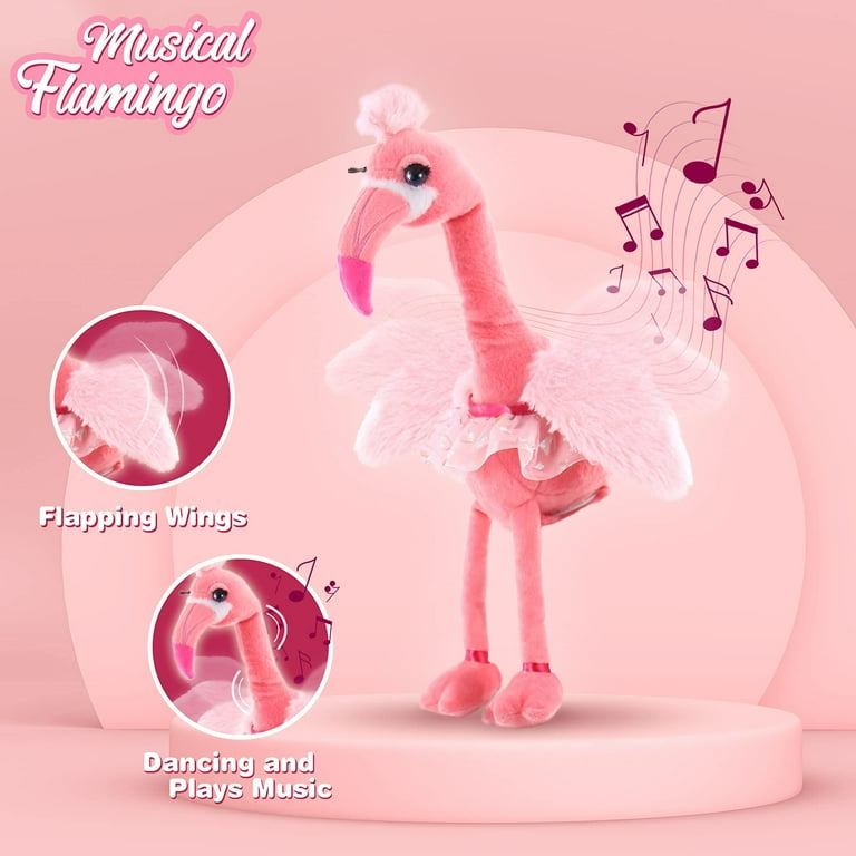 Dancing Flamingo Interactive Toddler Toys Cute and Soft Stuffed Animal for Baby Live Pets Baby Girl Toys Animated Stuffed Plush Animal Toy for