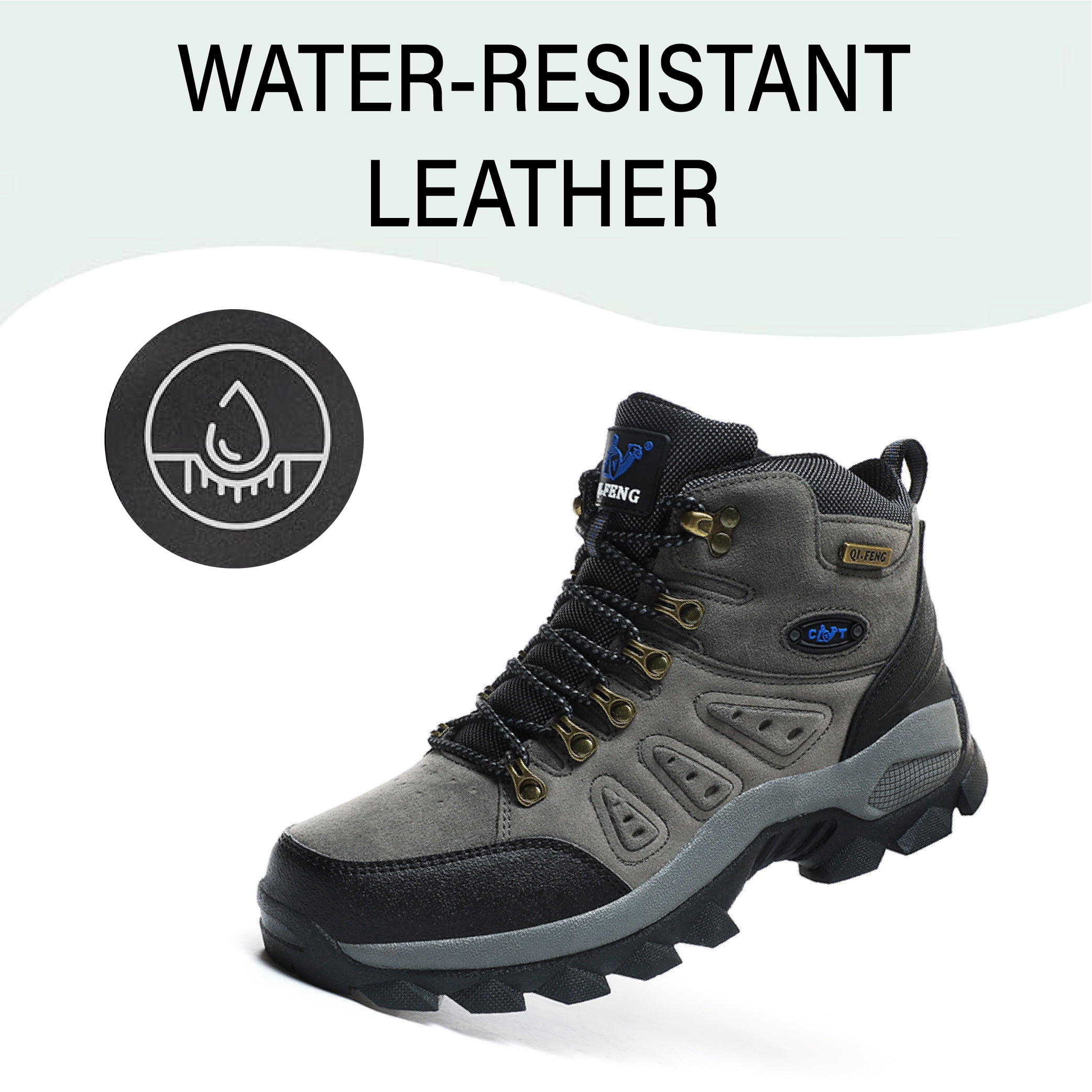Mens Hiking Boots Outdoor Hiking Trekking Work Climbing Shoes Slip Resistant Lightweight Camping Work Shoes Gray 6.5 US