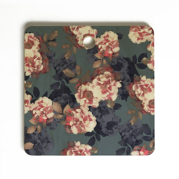 Society6 Emanuela Carratoni Moody Florals Square Cutting Board, 11.5" x 11.5"