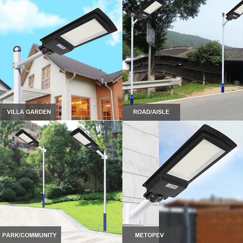 Commercial 80W 462 LED Solar Street Light Motion Sensor Dusk-to-Dawn+Remote+ Pole