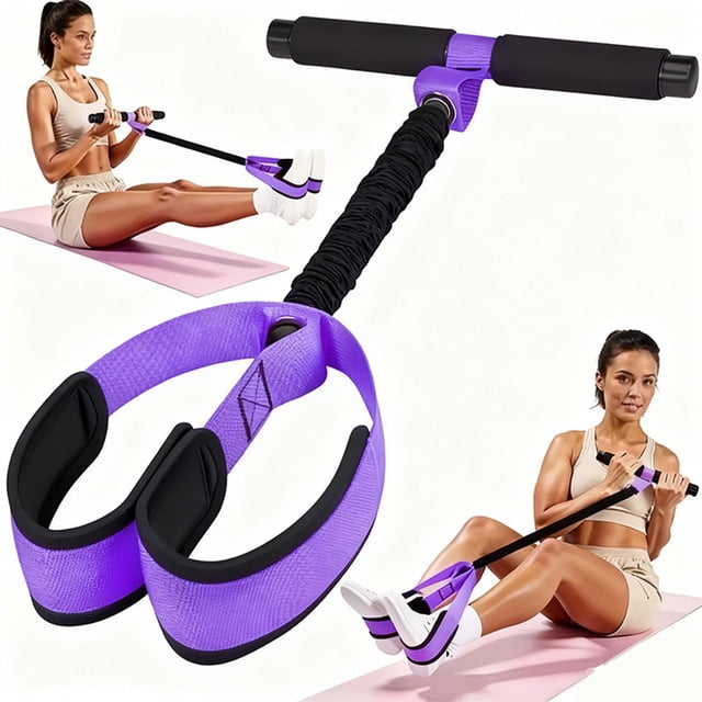 Home Fitness Sit Up Assist Leg Resistance Trainer with Adjustable Tension Rope for Core Workout Abdominal Exercise Equipment Portable Foot Pedal Stretcher for Indoor Home Gym Strength Training