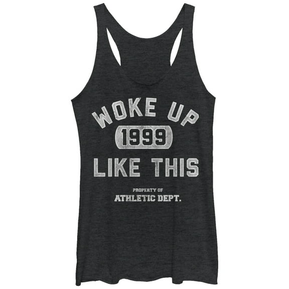 Women's CHIN UP Woke Up Like This 1999 Racerback Tank Top Black Heather X Large