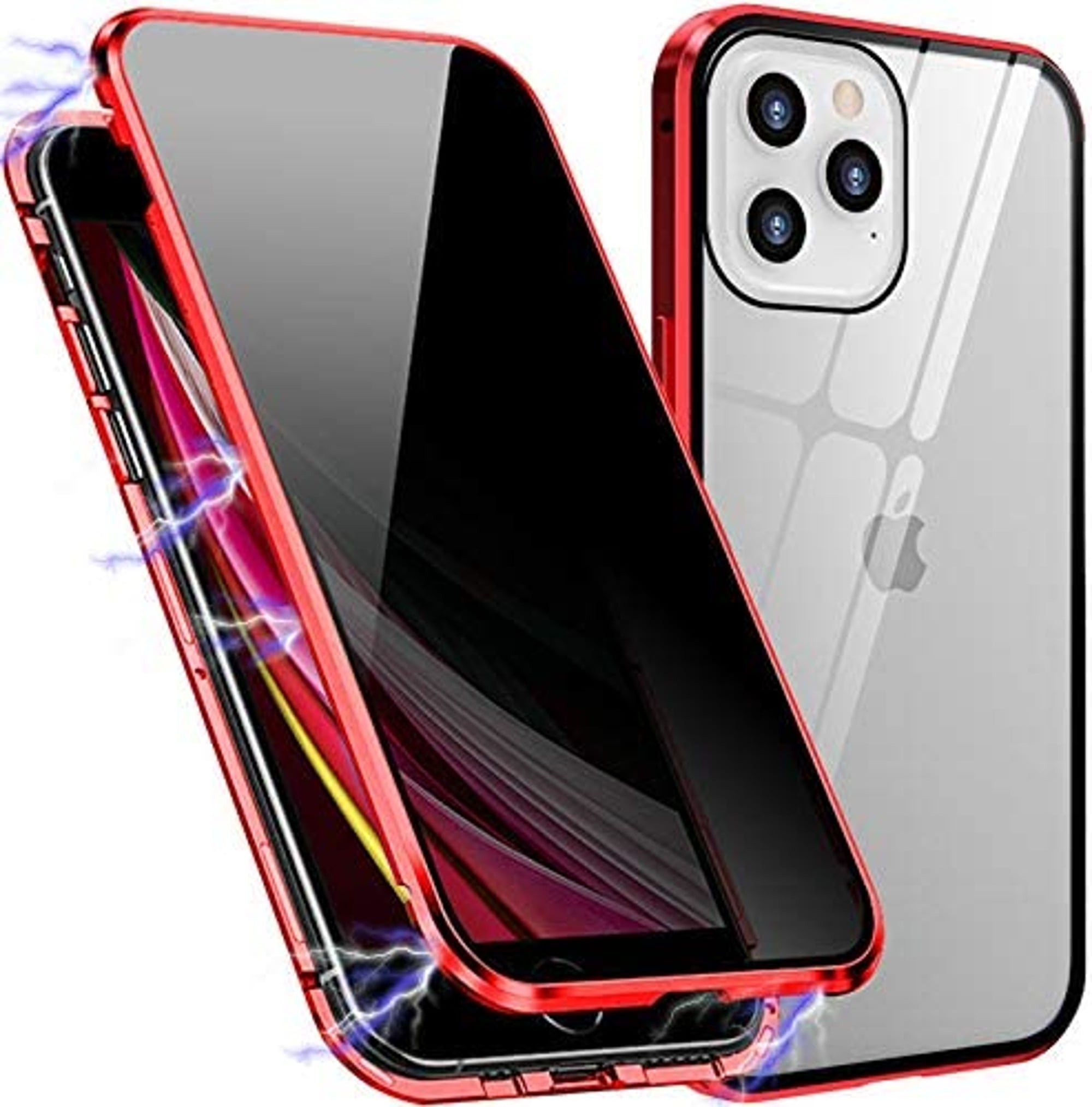 Eller Løve byld Anti Peep Magnetic iPhone 13 Case (Red) Double Sided Privacy Tempered Glass  Screen Protector Shockproof and Scratch Resistant Protection - Walmart.com