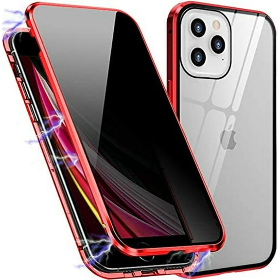 Anti Peep Magnetic iPhone 11 Case (Red) Double Sided Privacy Tempered Glass Screen Protector Shockproof and Scratch Resistant Protection