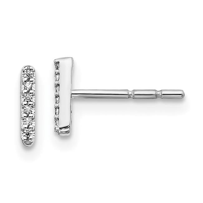 Quality Gold EM4169I-004-WA 14K White Gold Diamond Initial I Earrings