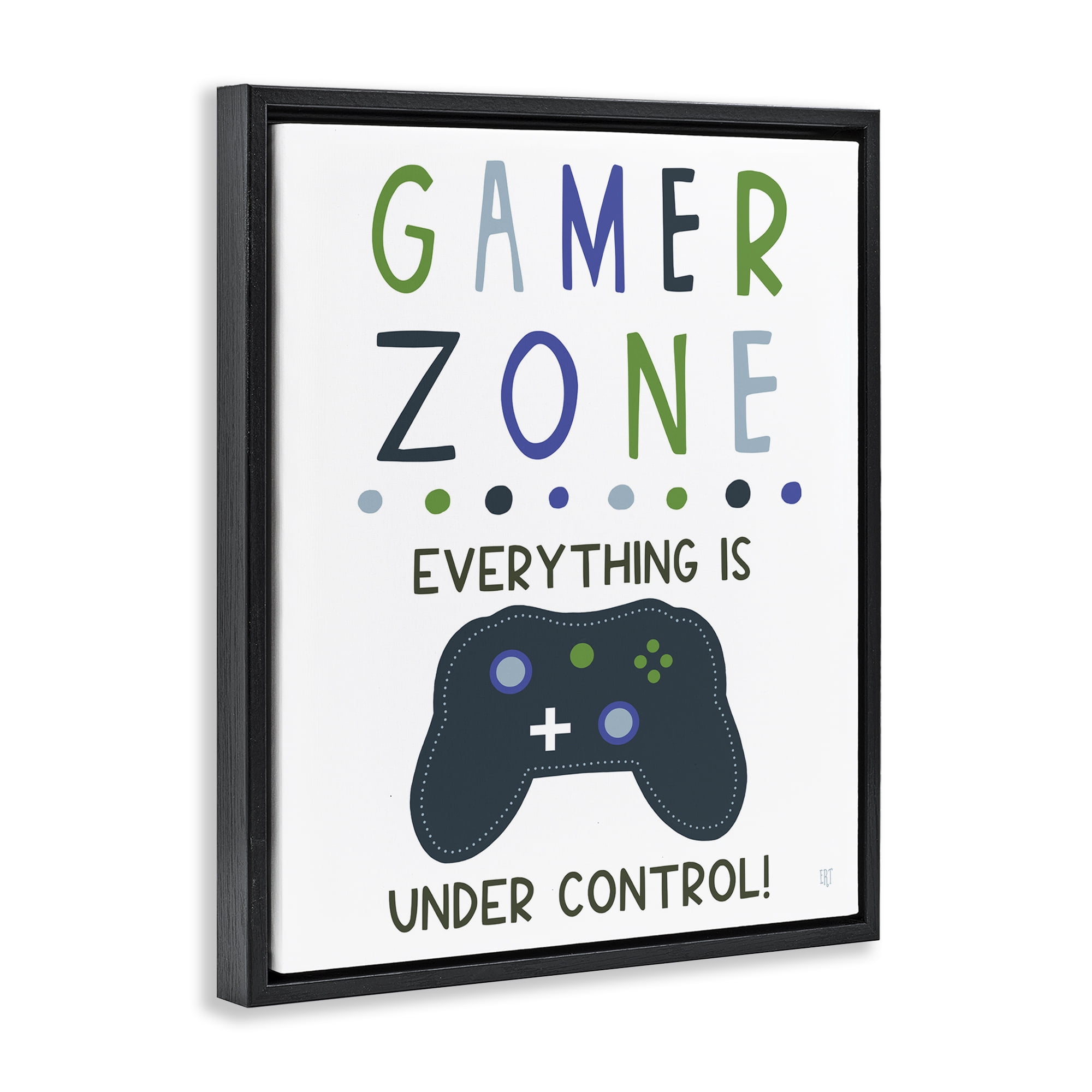 Stupell Industries Everything Under Control Gamer Zone Black Framed Floater Canvas Wall Art, design by Elizabeth Tyndall