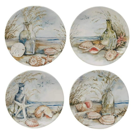 Coastal Landscape Multicolored Earthenware Salad Plate Set Of 4