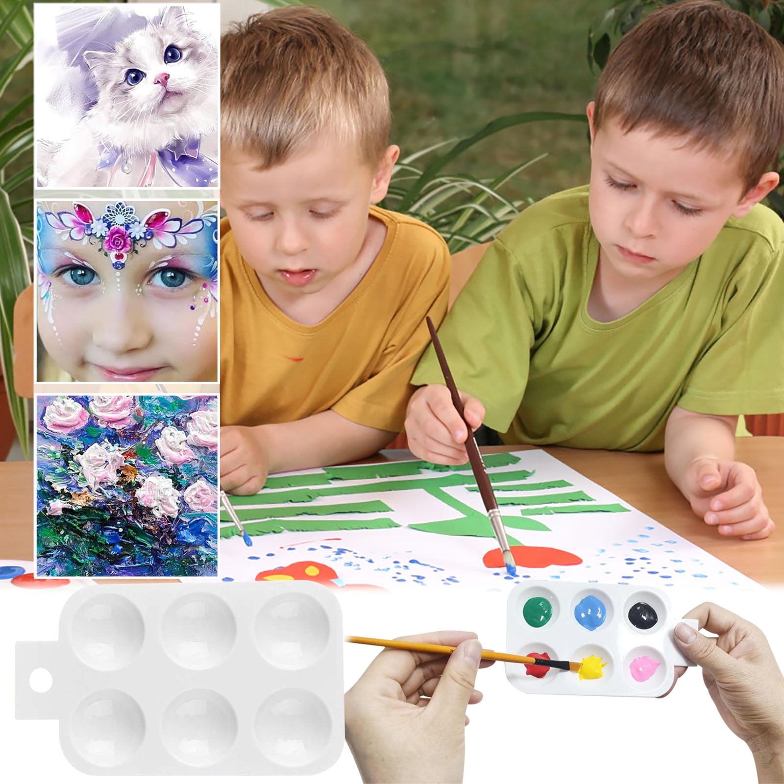 Lunxisen 96 Pcs Painting Tray Palette for Artists Watercolor Supplies with Hanging Holes Rectangular Art Studio Tool