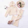 thumbnail image 4 of FYDUU Girls Fall Winter Outfits Girls Outfits 2 Piece Set Soft Knit Hoodie And Pants Casual Fall Spring Toddler Kids Clothes Ribbed Texture Wear 5-6 Years, 4 of 9