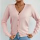 thumbnail image 4 of Suéter de cuello en V para mujer, suéter de punto de color liso con cuello en V, cárdigan con botones, blusa para mujer, 4 of 8