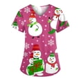 thumbnail image 1 of Tops Para Mujer, Blusa Navideña, Camisas de Moda, Manga Corta, Cuello en V, Uniforme de Trabajo, Estampado Con Bolsillo Odeerbi ODB170854, 1 of 4