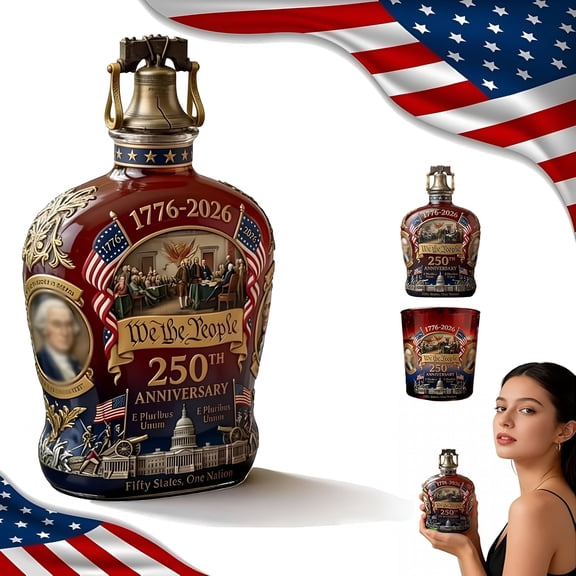 ACDANC 250th Anniversary Whiskey Decanter Set, We The People Heritage Bottle with Glasses, Patriotic Commemorative Gift for Men, Veterans, July 4th
