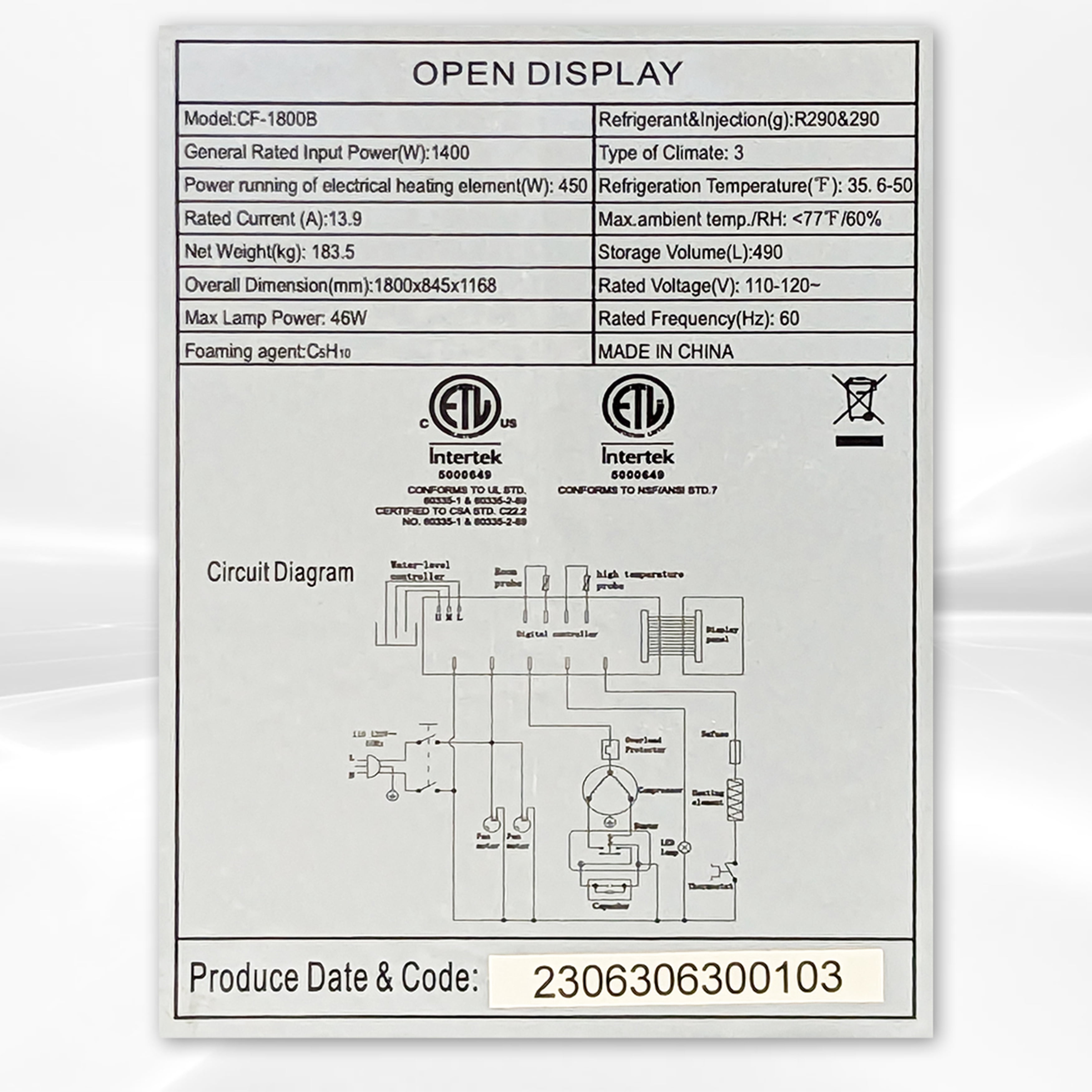 NSF 72 in. Commercial Refrigerated Open Air Cooler Display Case 20.2 Cu.Ft. Grab & Go Merchandiser ETL