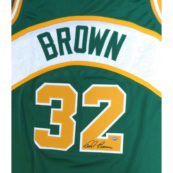 Seattle Sonics Fred Brown Autographed Green Jersey MCS Holo 106743