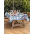 thumbnail image 3 of Outdoor Tablecloth with Umbrella Hole for Patio/Picnic/Party/Camping, Summer Gnomes Nautical Waterproof Table Cloth Rectangle Table Cover Washable, Blue Coastal Buffalo Plaid (60"x 84"), 3 of 8
