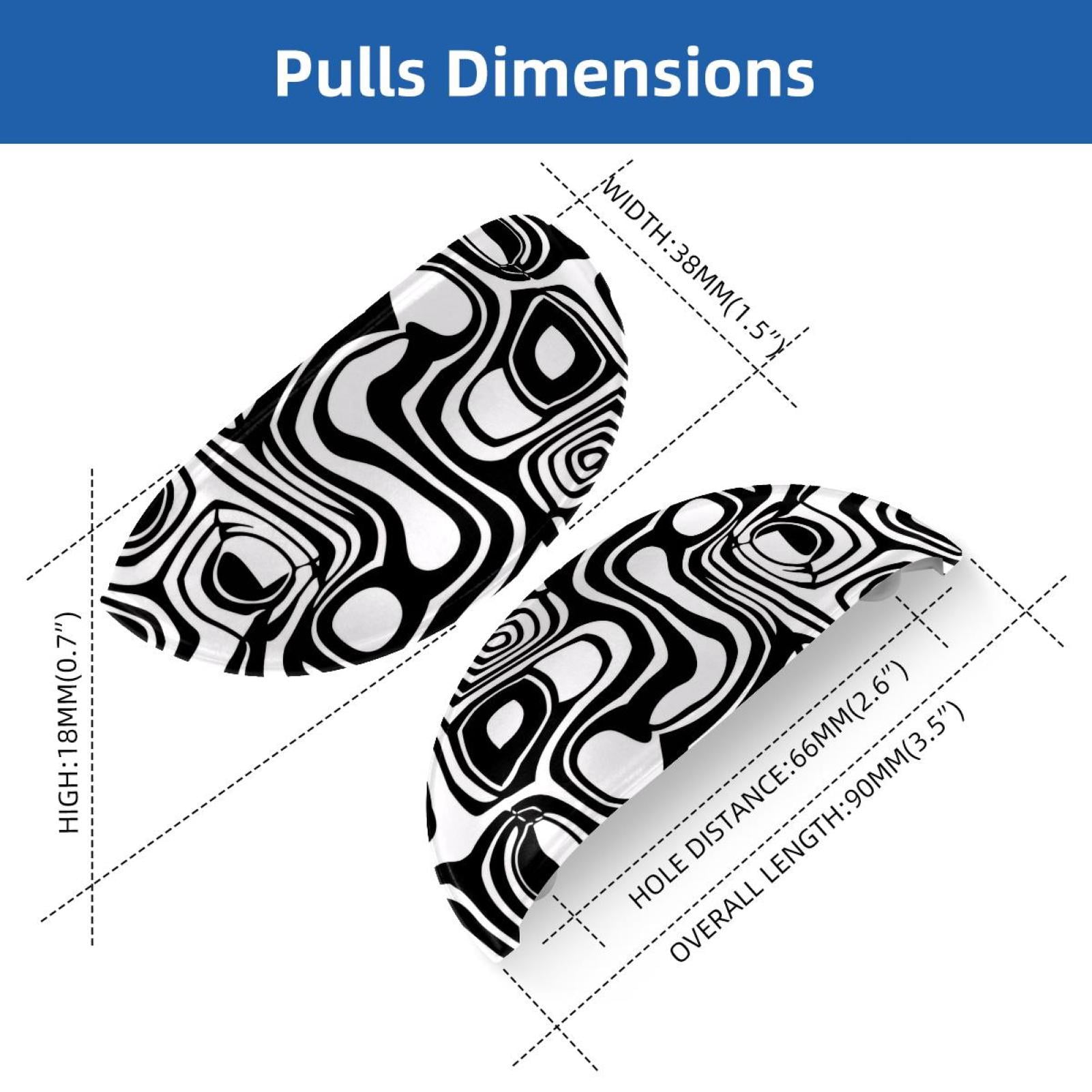 PhooArto 6 Pcs Cup Drawer Pulls, White and Black Abstract Pattern Shell Shape Handles Cabinet Knobs for Dresser Cupboard Closet Wardrobe with Screws