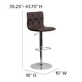 thumbnail image 5 of Flash Furniture Contemporary Button Tufted Brown Vinyl Adjustable Height Barstool with Chrome Base, 5 of 11
